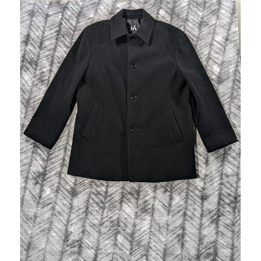 G 111 Apparel Mens Large Wool Cashmere Blend Pea Over Flannel Coat Lambskin Trim